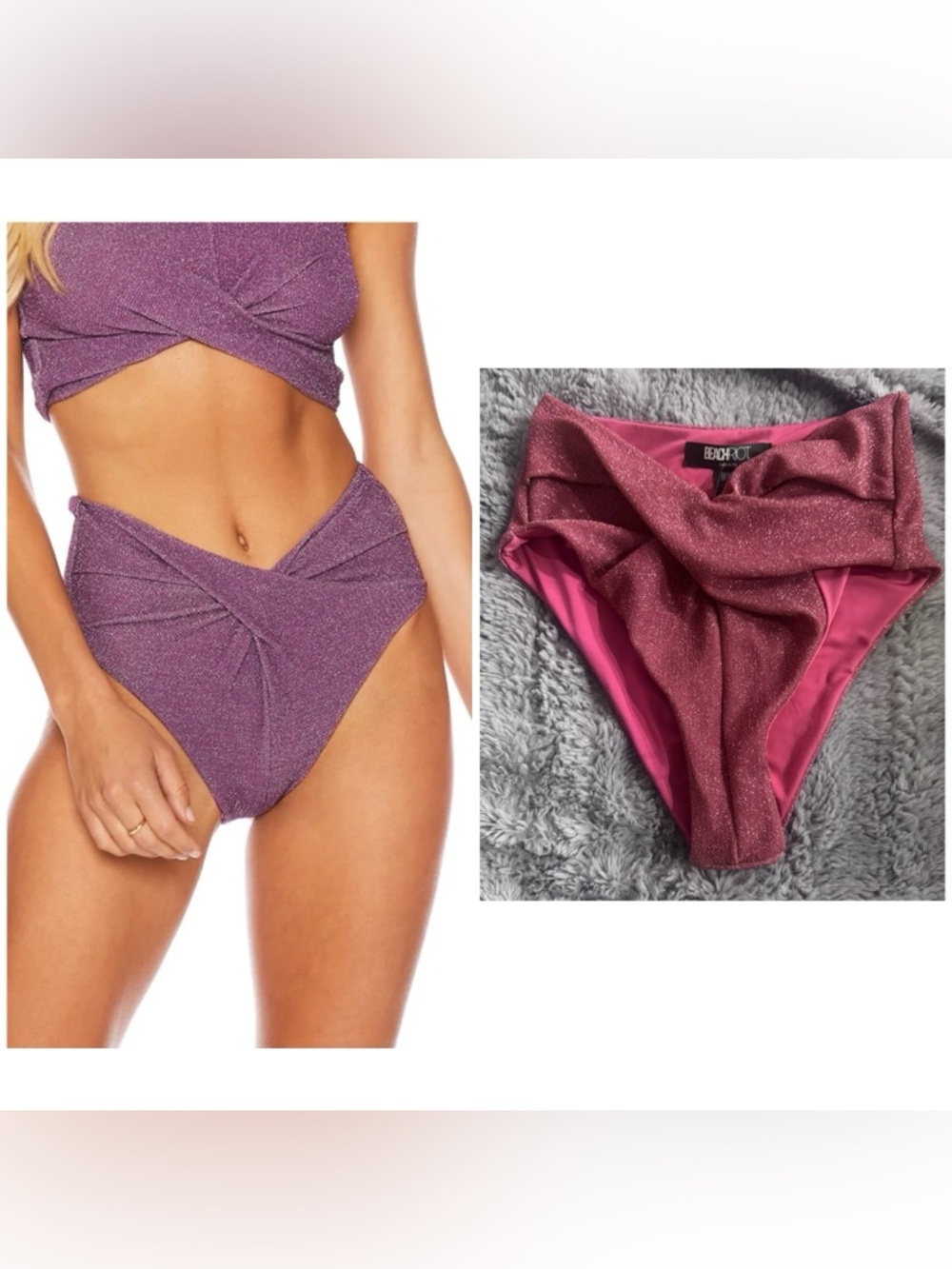 Beach Riot Zuri Bottom in Glitter Pink
